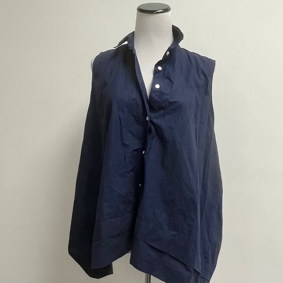 ACNE Studios cotton sleeveless top navy shirt 36 - Picture 1 of 4